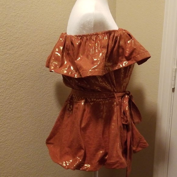 Agaci, Snake Foil Off Shoulder Top - Picture 2 of 4